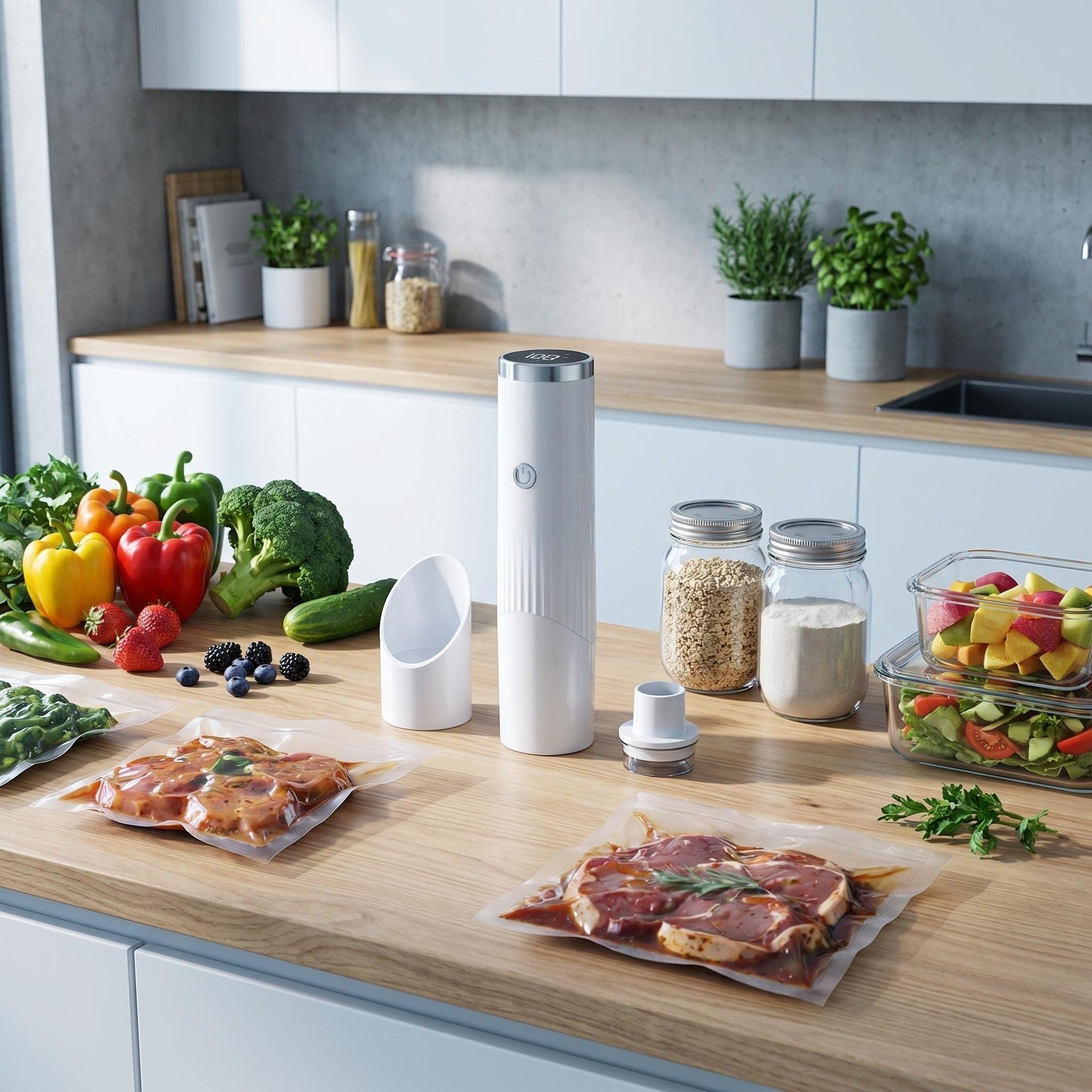 Nurva Food Vacuum Sealer in use