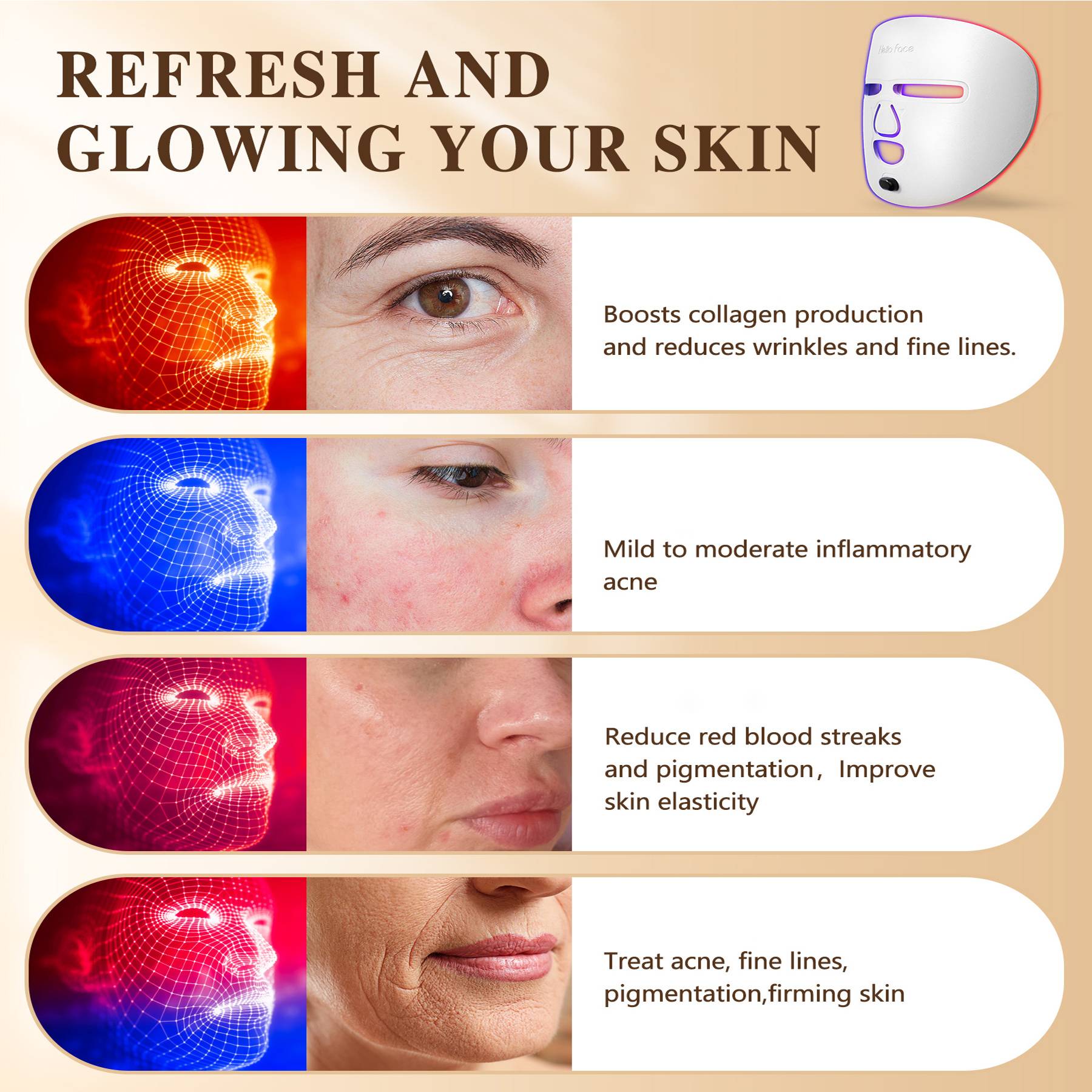 Nurva Red Light Therapy Mask detail